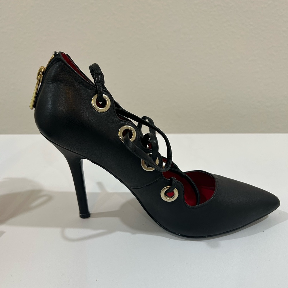 Charles Jourdan Paris leather corset style stiletto heels, size 6.5